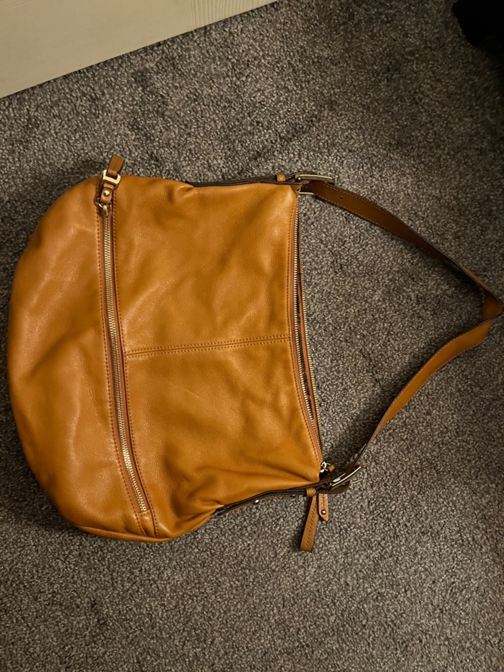 b. makowsky Cognac Leather Shoulder Bag - Picture 3 of 5